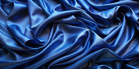 Fototapeta premium Luxurious Dark Blue Silk Drape Background - Rich Texture & Deep Depth of Field