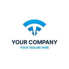 T Letter Signal Data Wifi Broadcast Logo Vector Abstract Illustration Icon Design Template Element 