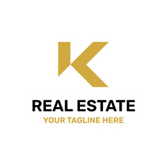 Initial K Letter House Real Estate Logo Vector Abstract Illustration Icon Design Template Element 