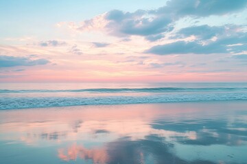 A beautiful seascape reflecting colorful clouds over the ocean water
