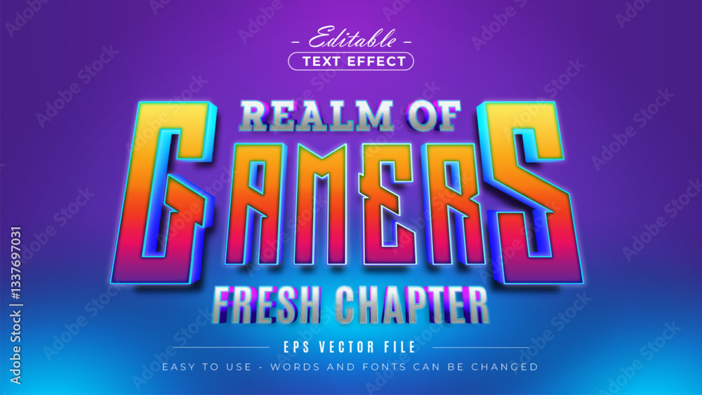 Poster gamers 3d text effect fully editable.