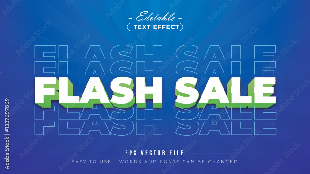 Poster 3d flash sale gradient glitch text style effect template editable text effect.