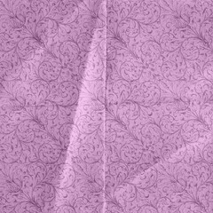 Fototapeta premium Soft purple damask background with elegant floral ornament pattern and folded paper texture. Vintage decorative style, pastel tones, ideal for invitations, branding, packaging, wallpapers, backgrounds