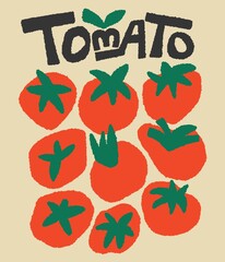 Illustration of Tomatoes with the word 'TOMATO'