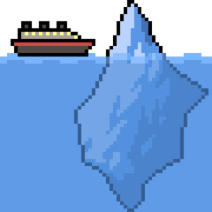 pixel art of ship iceberg comparison
