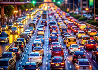 Macro Traffic Jam Zoom Blur: City Street Chaos Close-Up