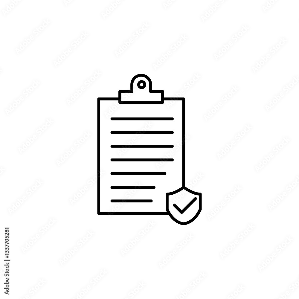 Poster insurance policy icon, vector simple linear illustration for web and app..eps
