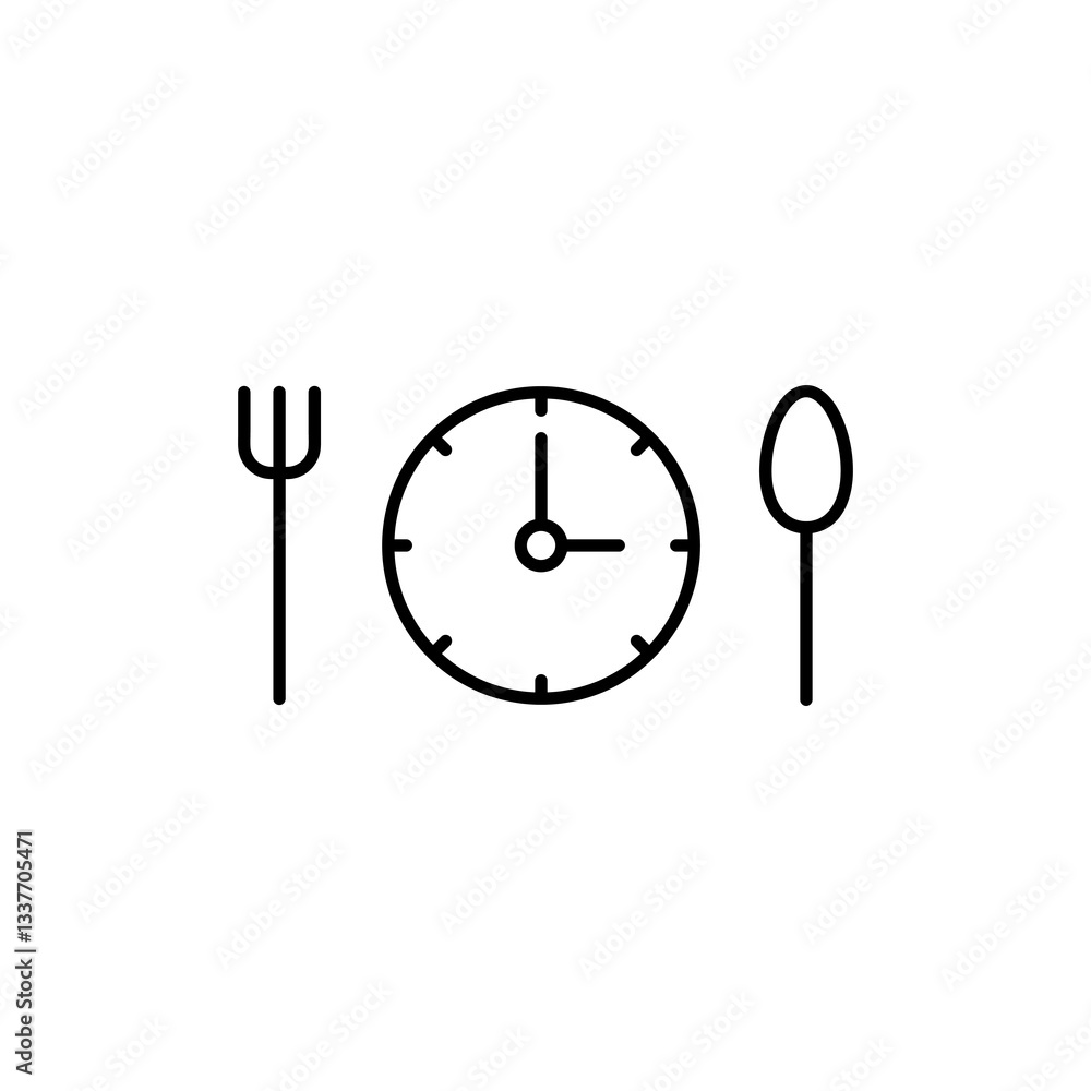 Poster intermittent fasting icon, vector simple flat black linear illustration for web and app..eps