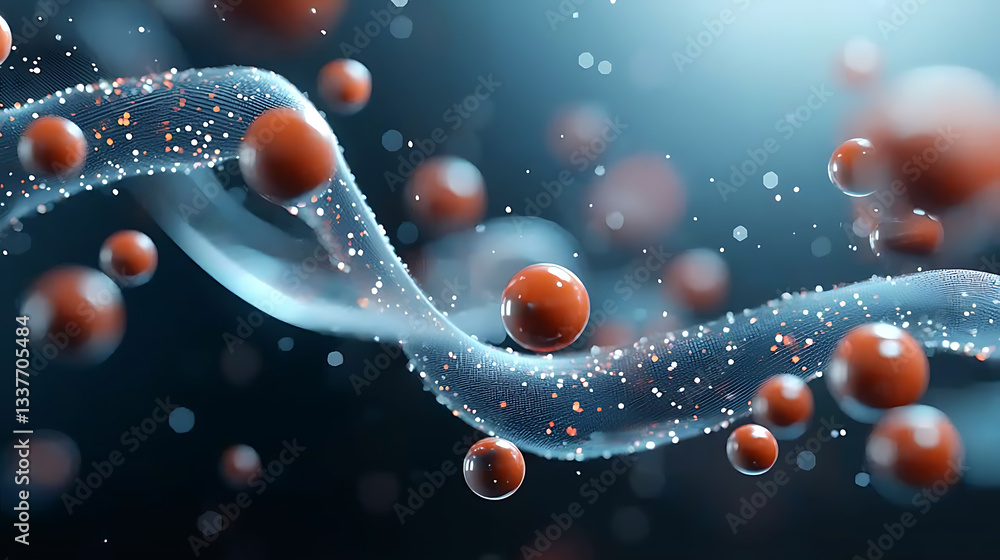 Aufkleber dynamic flow of molecules in abstract space scientific visualization digital art studio environment 