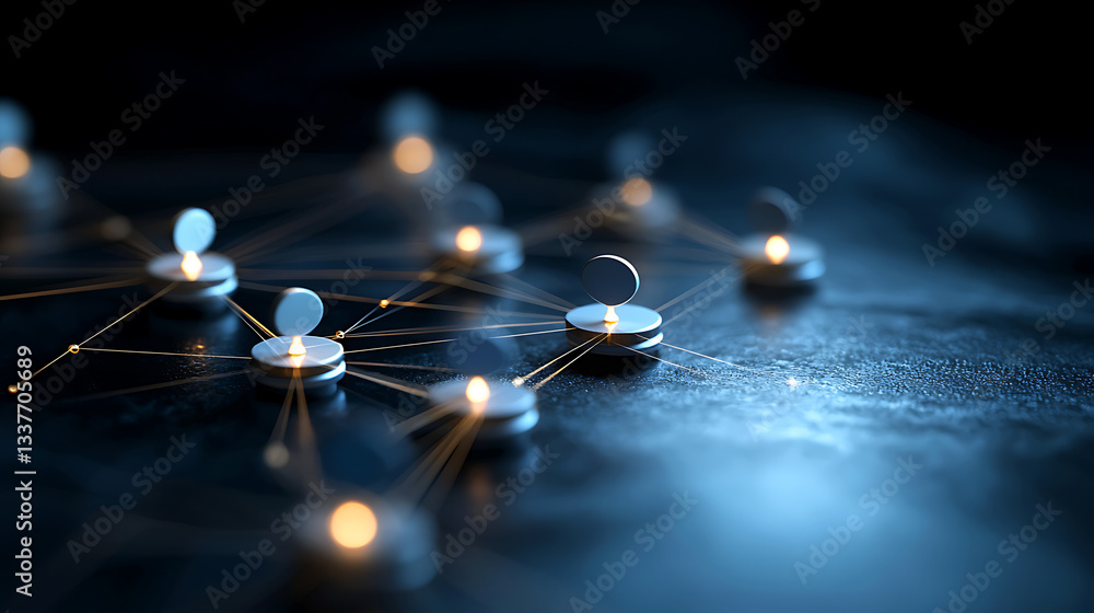 Poster exploring digital connectivity networks virtual space graphic design modern atmosphere close-up view