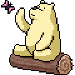 Obraz premium pixel art of friendly bear chilling