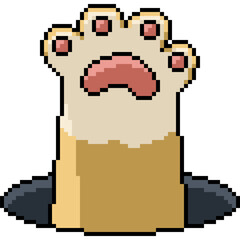 pixel art of cat paw greeting