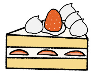 手描き感のあるショートケーキ（線あり）
