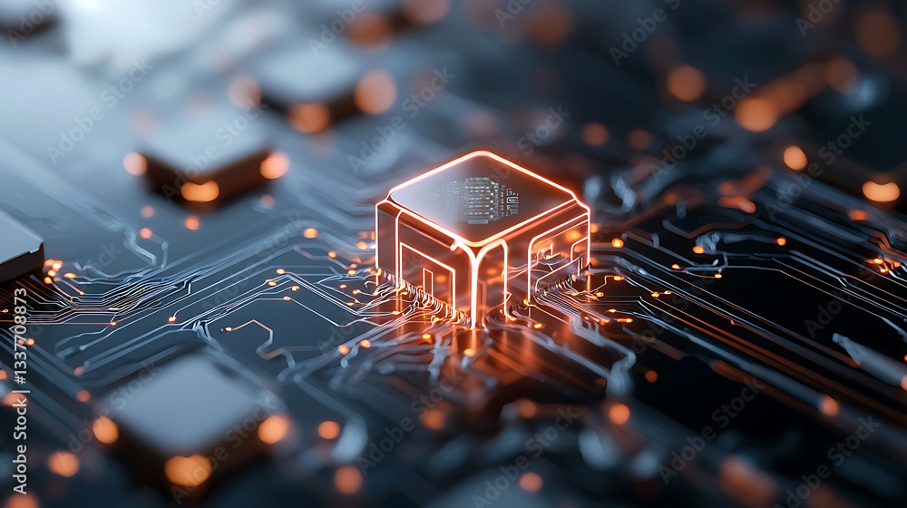 Aufkleber exploring quantum computing technology digital lab 3d graphic futuristic environment close-up view i