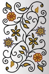 Gordijnen Trendy bloemen Set of decorative floral design elements with vintage style and nature-inspired patterns.  © MdArif