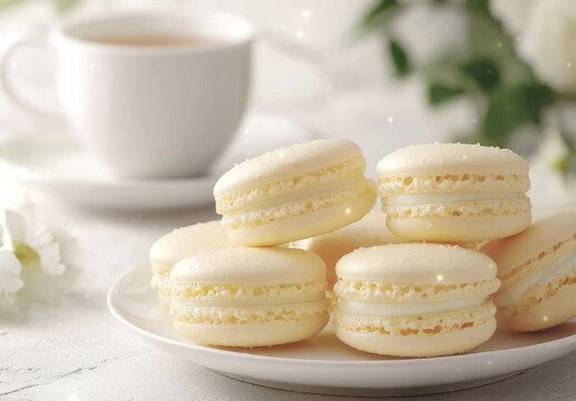 Macaroons and cup of coffee