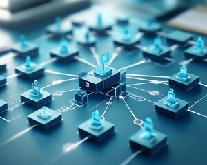 Visual representation of organizational structure in business, showing teamwork, workflow management, and departmental hierarchy, clear and professional diagram, highquality render
