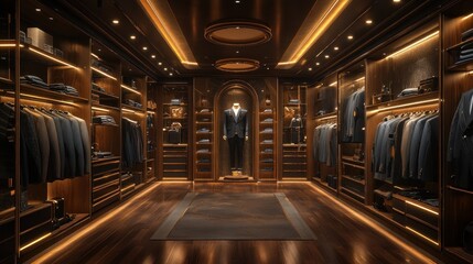 Luxurious Wooden Walk-In Closet