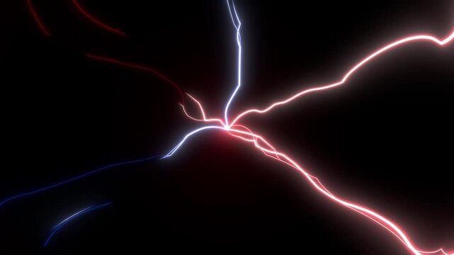 Lightning, Electric current strikes red and blue effect animation background.