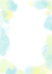 Fototapeta premium 水彩で描いた爽やかなブルーと黄色ののフレーム背景素材