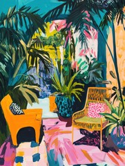 Vibrant Tropical Patio Scene