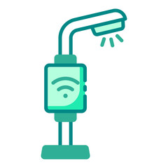 Smart Street Lighting green filled line icon for smart city innovation