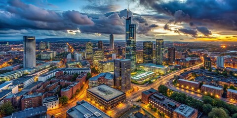 Manchester Skyline Aerial Drone Shot