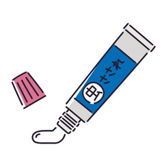 軟膏・クリームタイプの虫刺され薬／ベクター手書き線画イラスト