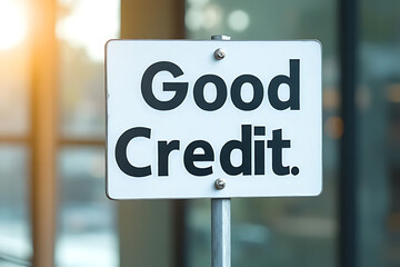 Promoting financial wellness good credit sign in urban business environment at sunset