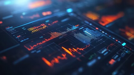 Obraz premium Futuristic Data Visualization with Graphs and Analytical Interfaces