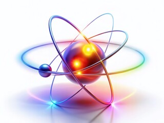 Microscopic Helium Atom Long Exposure, White Background - Scientific Stock Photo