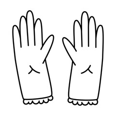 Pair of gloves. Flat vector line illustration, black color, eps10
