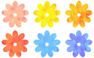 カラフルな花のイラスト 花びら9枚 ベクター素材