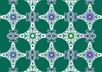 seamless pattern with flowers.  Colorful square textile and ceramic floor design. Geometry shape abstract tie-dye wallpaper. Aztec style and Folk embroidery. Fabric texture concept.