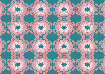 seamless pattern with flowers.  Colorful square textile and ceramic floor design. Geometry shape abstract tie-dye wallpaper. Aztec style and Folk embroidery. Fabric texture concept.