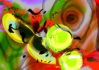 colorful graffiti on the wall. Abstract Idea of painted watercolor wallpaper or background. Backdrop of psychology emotion and confusion feeling.  
