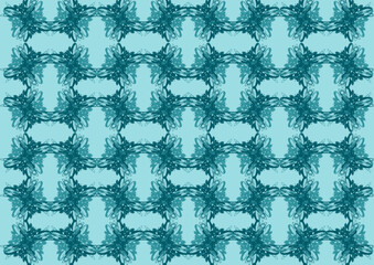 seamless pattern with blue flowers.  Colorful square textile and ceramic floor design. Geometry shape abstract tie-dye wallpaper. Aztec style and Folk embroidery. Fabric texture concept.