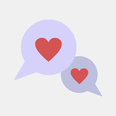Icon love chat. Valentine day celebration elements. Icons in flat style. Good for prints, posters, logo, party decoration, greeting card, etc.