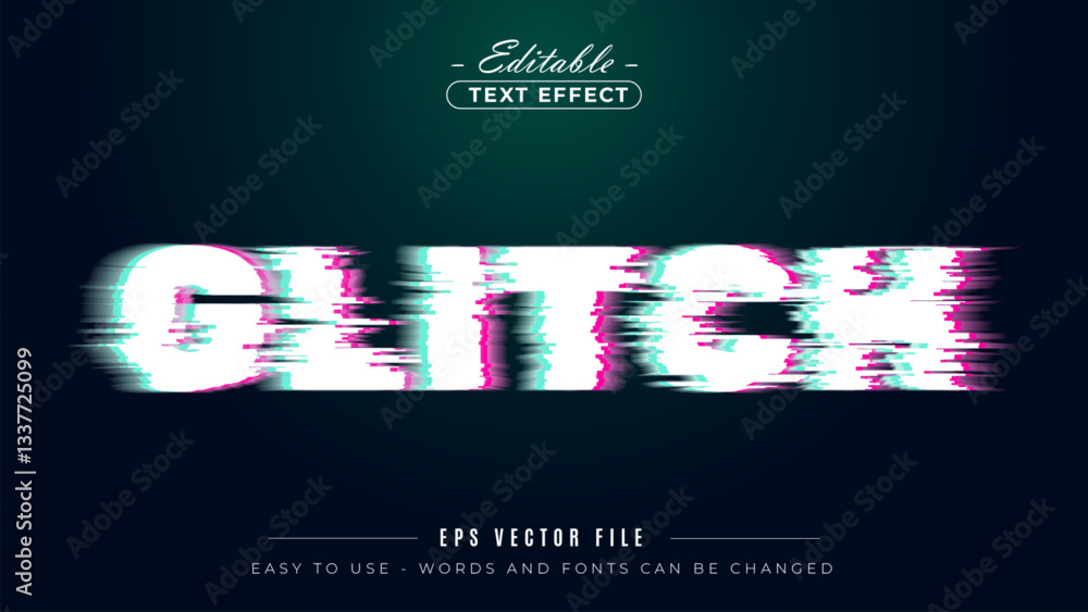 Poster glitch text effect. editable font style.