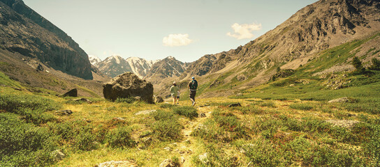 hiking in the mountains
