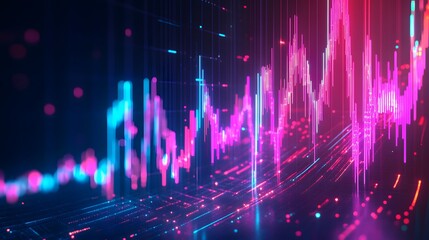 Abstract Neon Data Visualization Pink, Blue, and Purple Glowing Lines and Particles