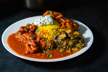 Indian Butter Chicken, Murgh Makhani, Indian Curry with Sides
