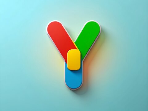 Minimalist Playful Y Logo: Multicolored Rounded Font for Nursery, Preschool Brand