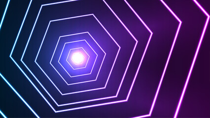 Vibrant Hexagonal Light Tunnel Abstract Design