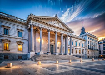 Fototapeta premium Minimalist Spanish Parliament Building at Dawn