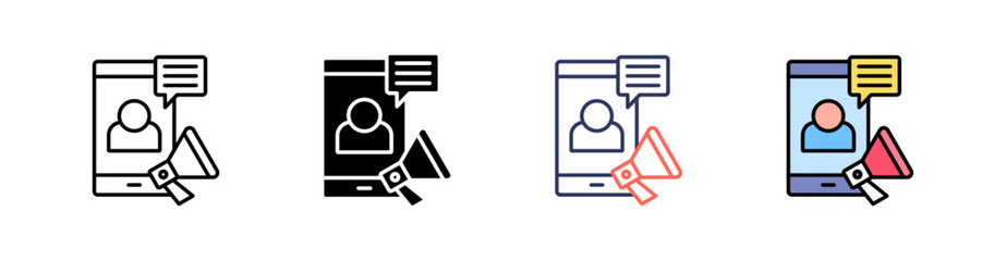 Text Ads Multi Style Icon Set Vector 