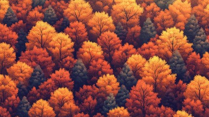 Aerial View of Autumn Forest A Kaleidoscope of Fall Colors