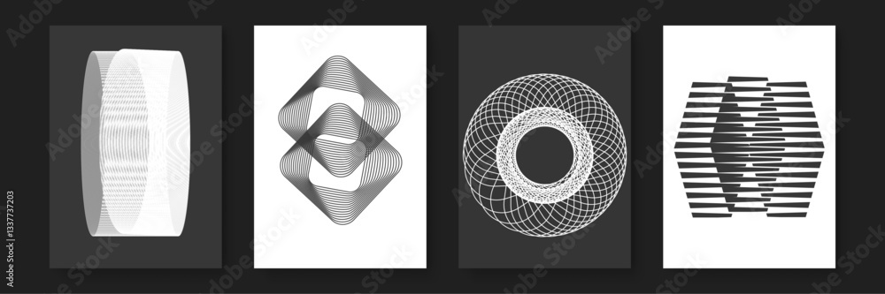 Poster simple geometric patterns with lines on dark background designs poster vector background, for poster