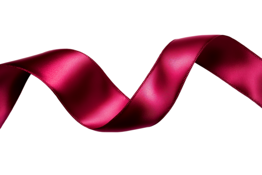 Elegant Red Silk Ribbon Isolated on a White Background
