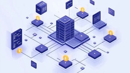 Obraz premium Minimalist tech background emphasizes networking and big data integration.